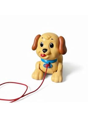 Fisher-Price Pull Along Puppy Dog Toy Vintage Original Squeaks Good Condition